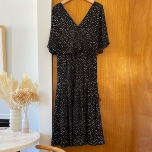 & OTHER STORIES Black MIDI Dress with Gold Sequin Glitter